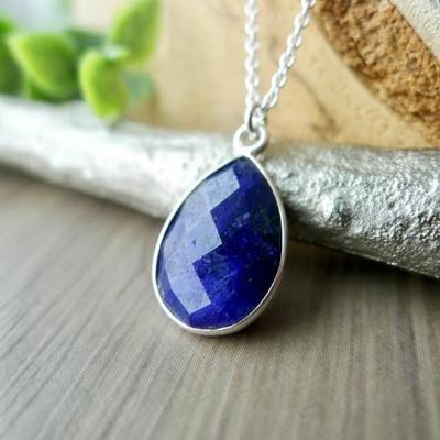 Prírodný náhrdelník z drahých kameňov Lapis Lazuli 925 Strieborný náhrdelník Ručne vyrobený svadobný vianočný šperk - 6,1 hm.