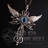 Natural Blue Devil's Eye Pendant Ornament Creative Devil Wings Cross Necklace