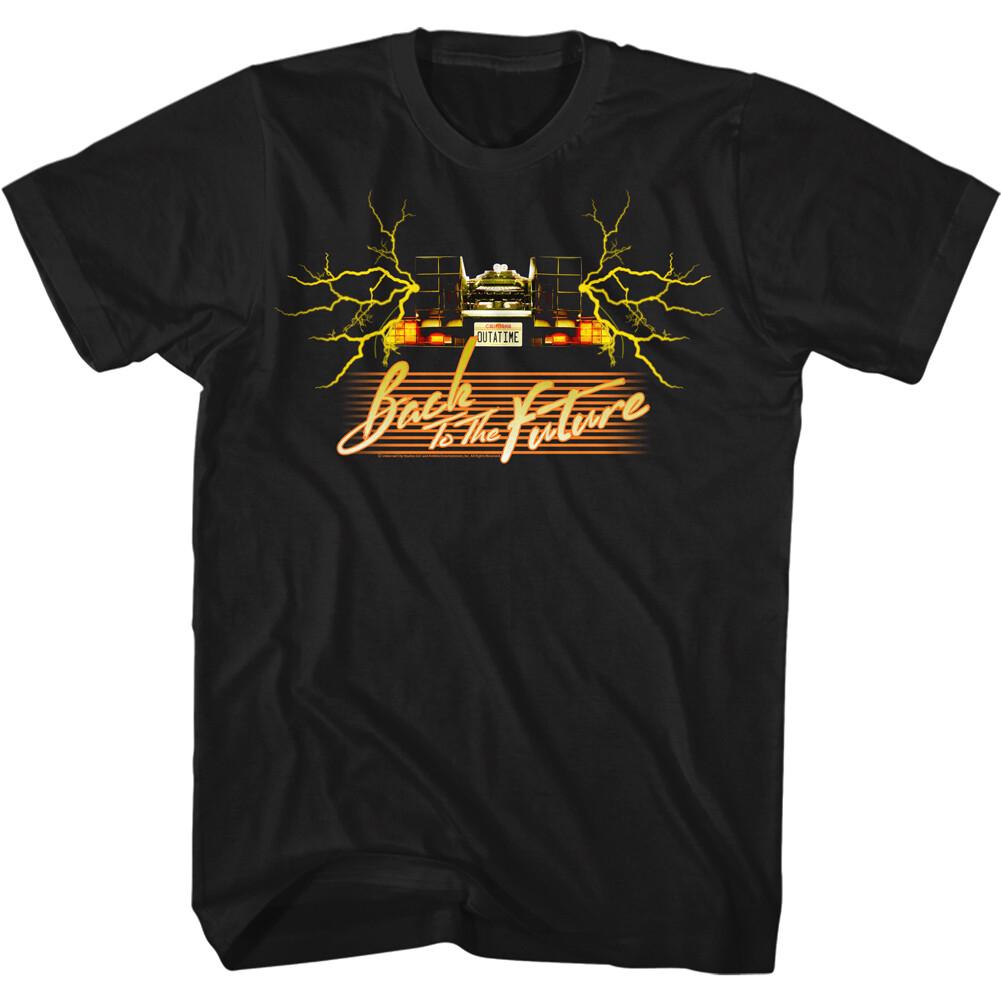 Back To the Future Movie California OUTATIME Plate Lightning Men T Shirt XL