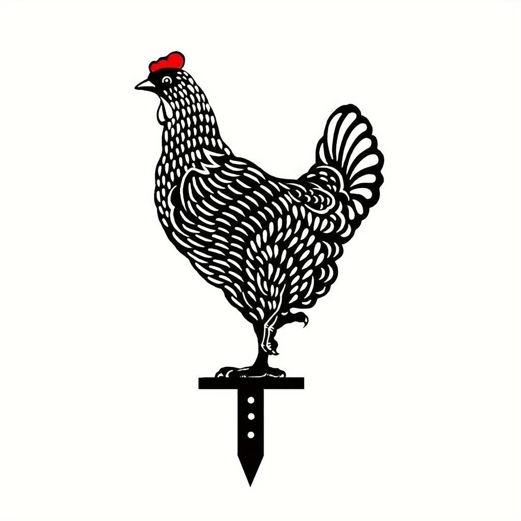 Chicken Yard Art Rooster Hen Silhouette Yards Stake Handheld Animal Toys Decorations Hollow Lifelike Hen Ornament Lawn Floor