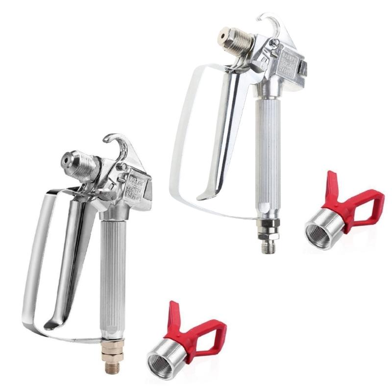 Airless-Spritzpistole mit Spitzenschutz 517er Spitze Rutschfester Griff Silber für Farbe Stein Farbe Spachtel Möbel Dekoration 3600 PSI