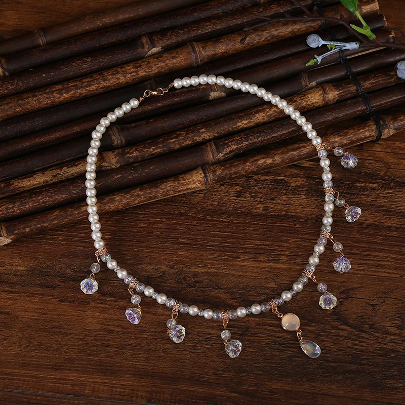 Vintage náhrdelník Cheongsam: Starověký styl Hanfu s Yingluo, Retro pohádkový design, Inspirovaný trendy Douyin.