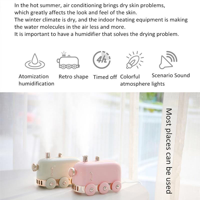 300ml Ultrasonic Humidifier Retro Mini Train USB Aroma Air Diffuser