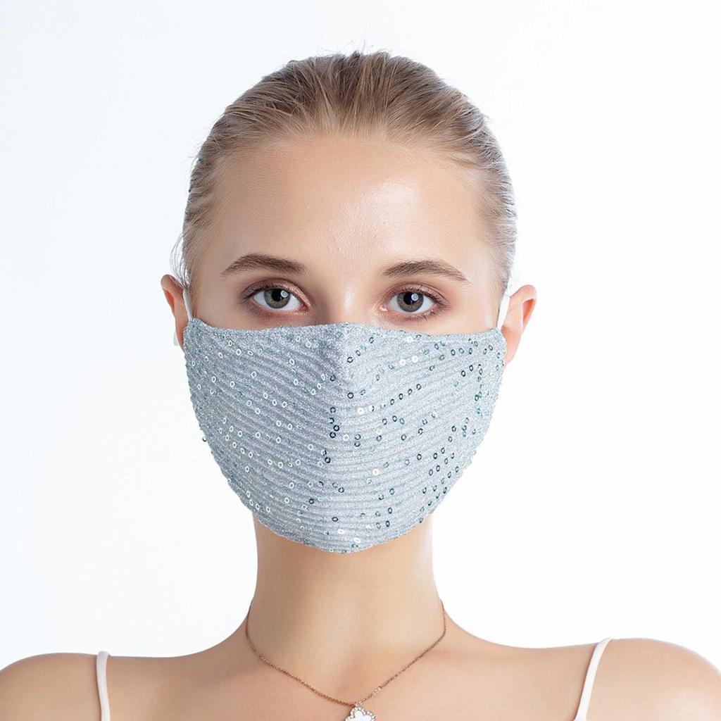 1 PC Washable Sequins Breathable Reusable Shiny With filter Pocket Face Mask