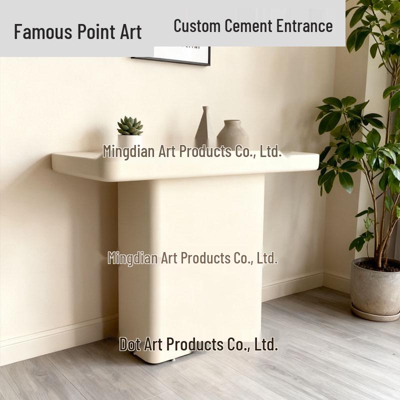 Beige Wabi-Sabi Style Concrete Console Table - Minimalist Entryway Table