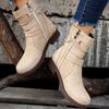 Retro Suede Martin Boots: Women's Plus Size Ankle Boots (Sizes 35-43), Studded Flat Heel, Unisex Couples' Short Boots