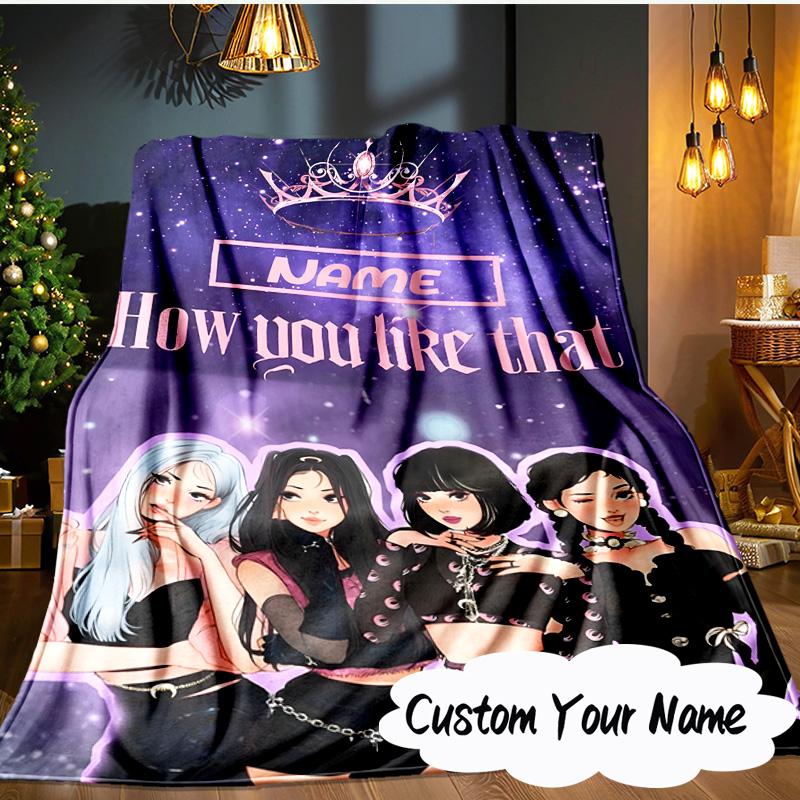 Custom Name Kpop Group Fashion Blanket Ideal Bedding Blanket Perfect for Travel, Camping, Living Rooms, Offices, Sofas, Fan Christmas gift