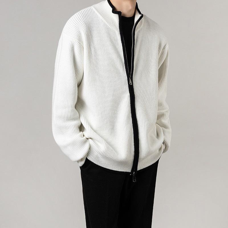 Men s Retro Zipper Cardigan Sweater - Autumn/Winter Light Mature Style Jacket Large