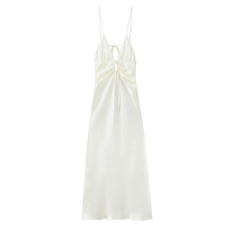 Kaslead New Arrival Women's Clothing Fashion Style Cut Out Design Silk Satin Texture Dress 2453331