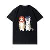 Taglie forti Gatti Squalo Stampato Donne T-shirt Girocollo Cotone Tops Estate Animale Y2K Moda 90S Casual Oversize Nero Tees