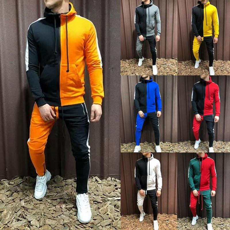 Stylish Men's Tracksuit Suit With Hoodie And Zipper Closure For Gym And Sports