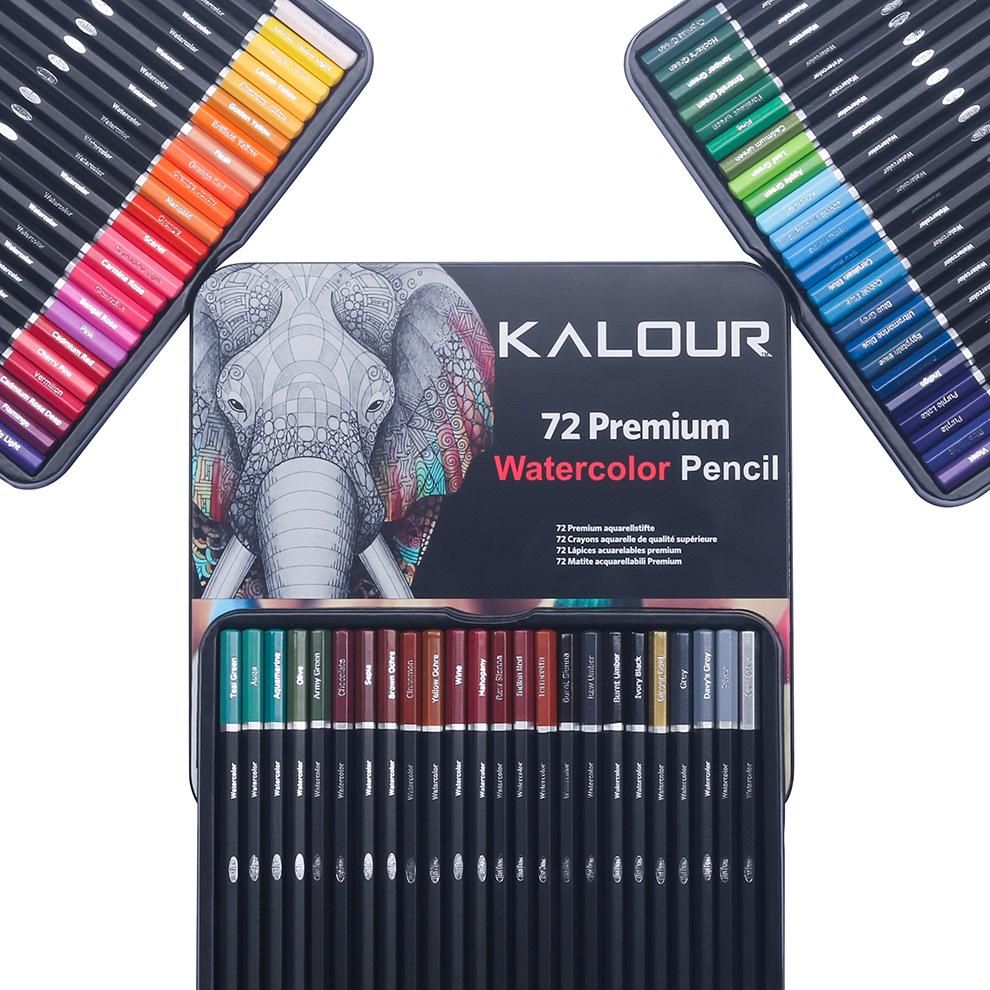 

72 & 120 Color Water-Soluble Colored Pencils & Art Brushes Drawing Set 2B