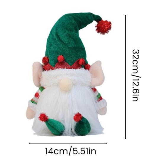 Yousheng 12.6" Lighted Christmas Plush Gnome Handmade Small Light Up Swedish Tomte Elf Battery Operated Winter Tabletop Decoration