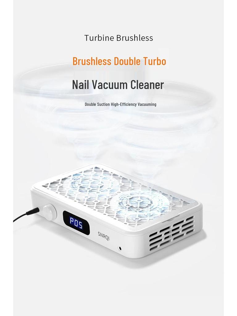 SNRQI Dual-Turbo Brushless Nail Dust Collector with High Suction and Large Area Coverage