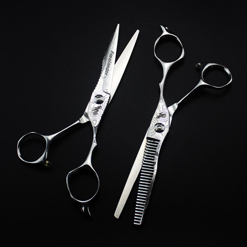 6.0" God Walker Damascus Steel Hairdressing & Barber Scissors - Straight & Thinning Shears