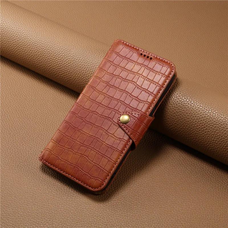 

EUCAGR Crocodile Pattern Wallet Phone Case Card Holder Leather Magnetic Pocket Cover For Google Pixel 9 6 7 8 Pro Pixel 7A 6A 8A Pixel 8A коричневий
