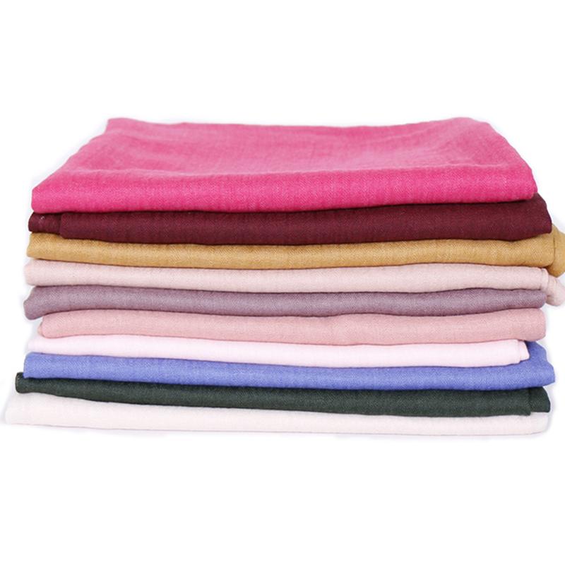 Big Size Linen Cotton Scarf Hijab Soft Shawls For Women Muslim Hijab Headwrap Solid Color Wraps Ladies Headband 190*100Cm