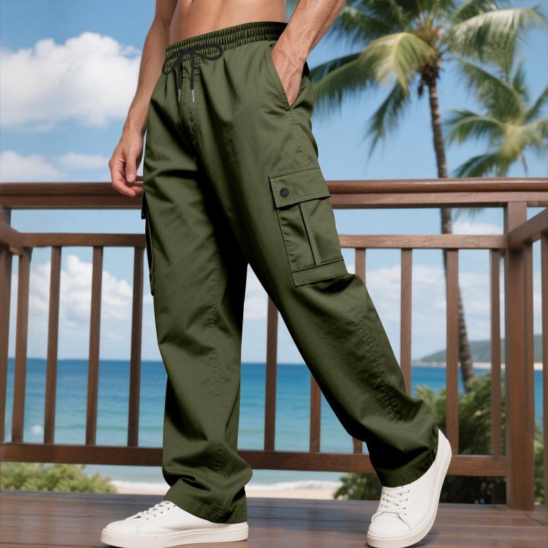 

Loose Men s Casual Commuting Workwear Sports Simple Multi-pocket Versatile Fashion Trousers XXXL армія зелений колір