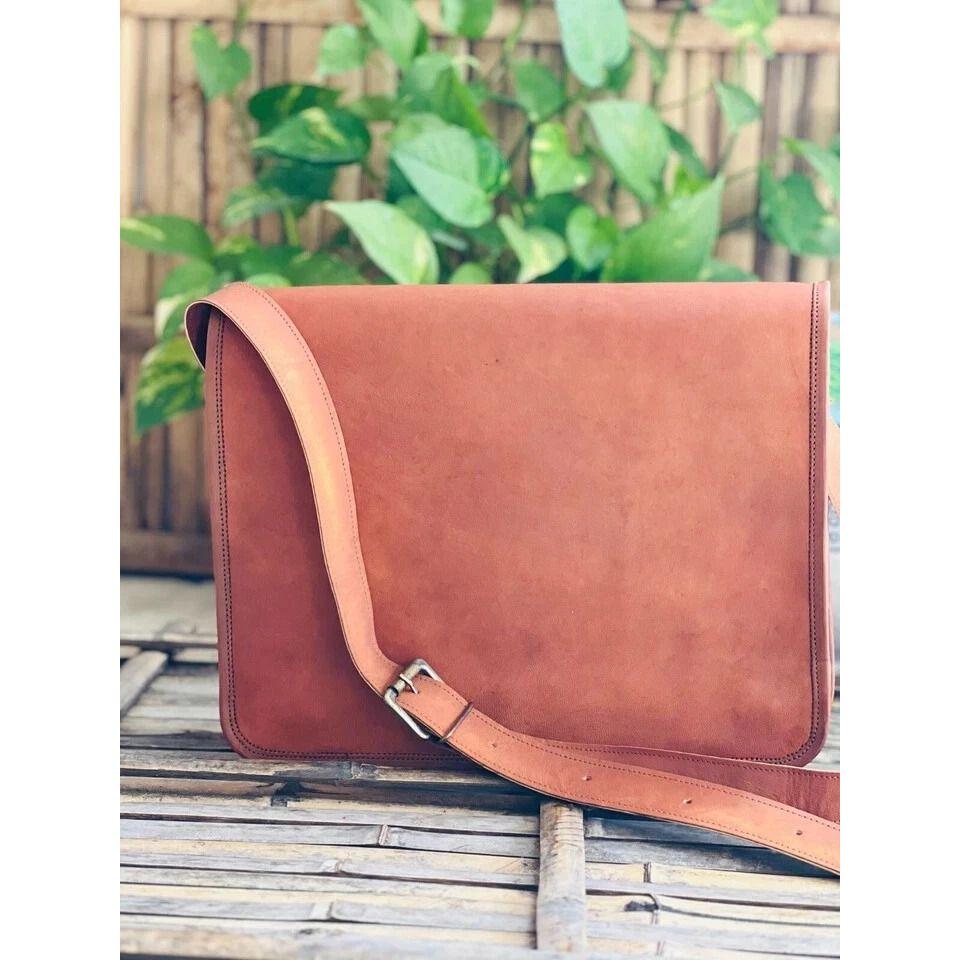 Handmade Luxury Leather Laptop Messenger Bag Rare Men's Briefcase Satchel
