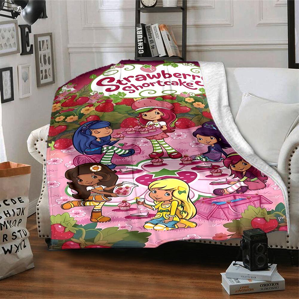 1Pc Strawberry Shortcake Party Blanket For Couch Bed Plush Cozy Fuzzy Blanket Super Soft Warm Blankets For Fall And Winter 0918252