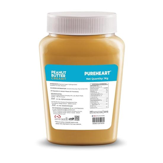 Pureheart Nutbutter Creamy Peanut Butter 1000 gm | Natural & Premium Roasted Peanuts | High Protein, Rich in Fiber | Zero Trans Fats