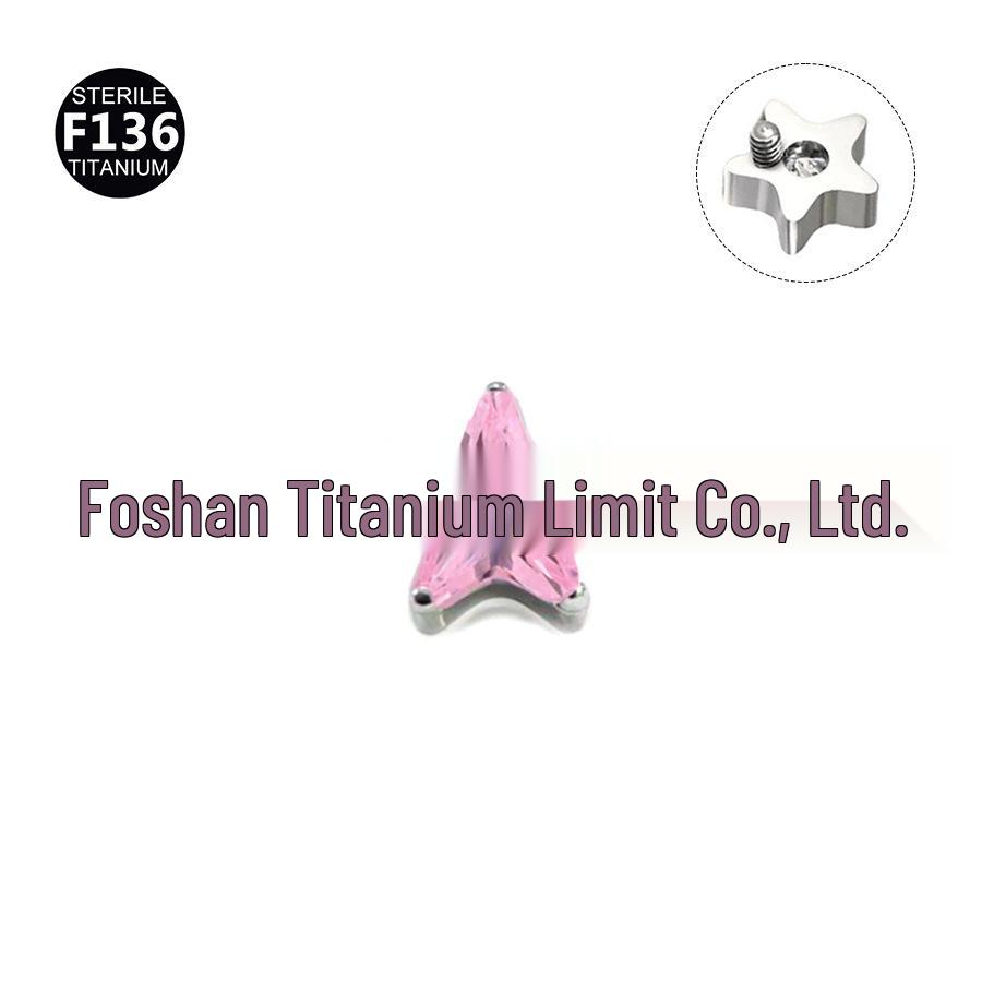 Titanium F136 Alloy Stud Earrings: 5A Zirconia Star Ear, Cartilage, Cochlea, Lip Piercing Jewelry.