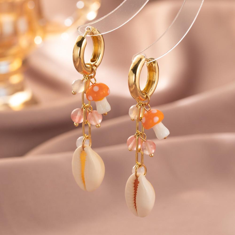 Fashion Forward Gold-plated Shell Mushroom Earrings For Women Street Style