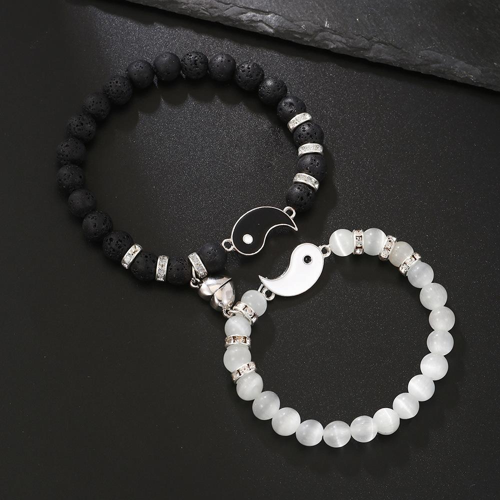 Hot-selling love magnet jewelry opal volcano yin and yang tai chi bracelet bracelet bracelet couple attraction bracelet