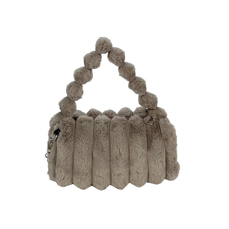 

Трендовая женская пушистая плюшевая сумочка 2025 года - Высококачественная модная сумка на плечо и кроссбоди для осени/зимы кофейный