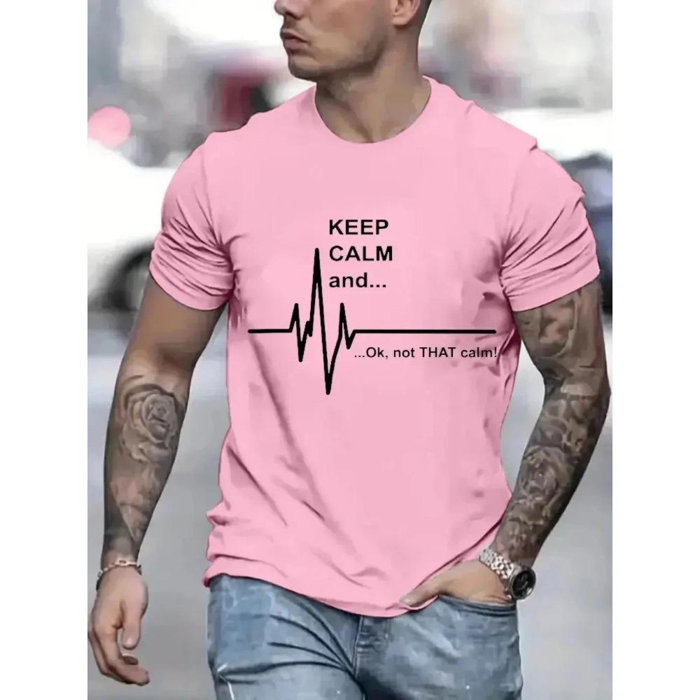 Keep Calm and Ok Not That Calm On Male T-Shirt Street Loose Tee Clothes Summer Hip Hop Tshirt Casual Crewneck Oversized Tee Tops