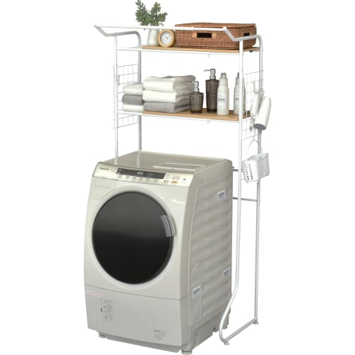 ekans Laundry Rack with Shelves, 2 Shelves (White)