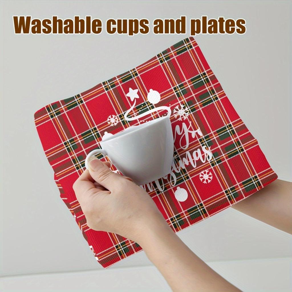 Festive Christmas Kitchen Towels - Quick-Dry Microfiber, Santa & Gingerbread Design. Perfect for Baking & Housewarming!