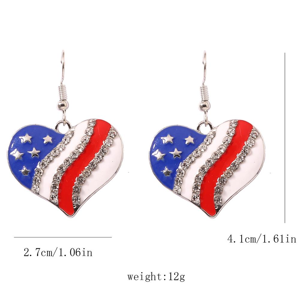 The Red, White and Blue Interlaced National Flag Heart-shaped Earrings Are Fashionable, Trendy and Exquisite