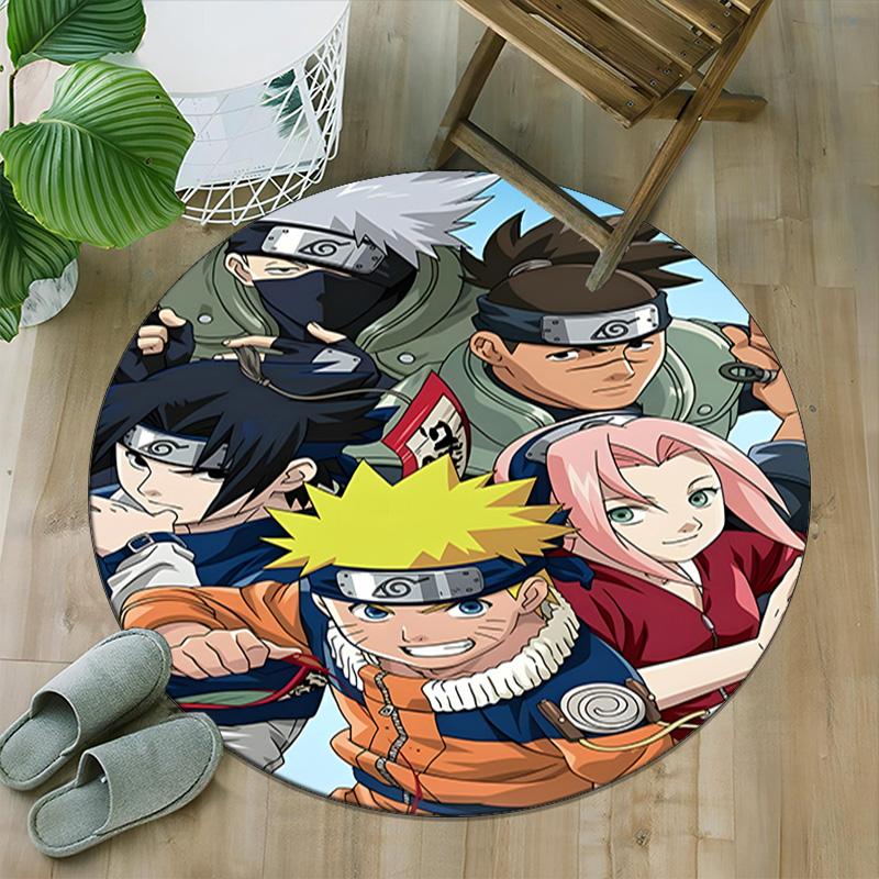 1 Stück NARUTO (3) Runder Teppich mit Aufdruck Stuhl Runder Teppich Geeignet für Schlafzimmer Wohnzimmer Heimdekoration Teppich