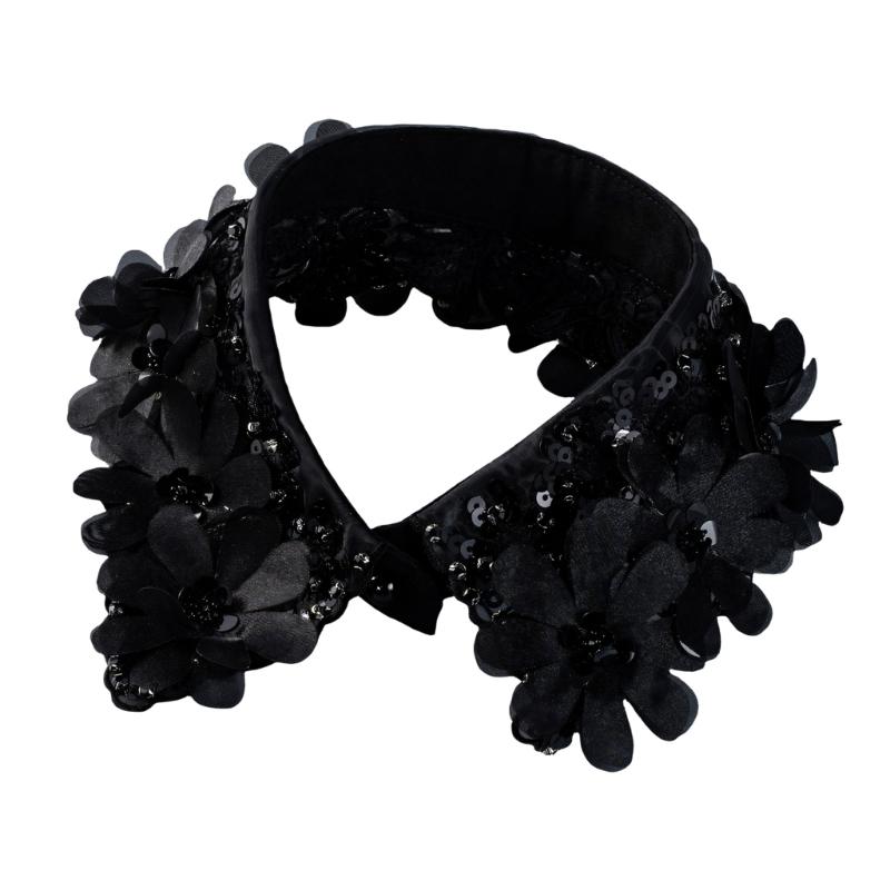 Lace Flower Detachable Collar With Beadwork Sequined Elegant Faux Collar Neck Accessory For Women Girl Daily Outfit