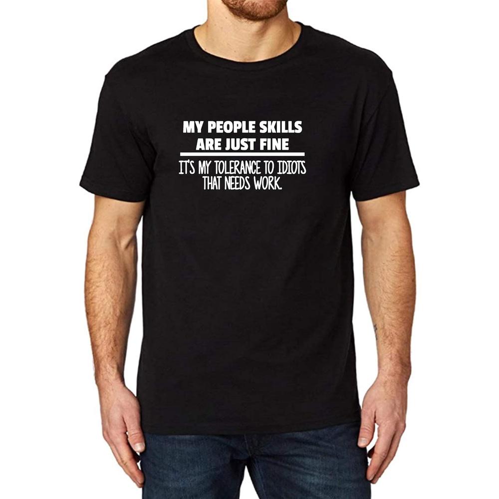 Men s My People Skills are Just Fine Funny Printed T-Shirt (Black,L) S чёрный