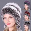 1PCS Fashion Rex Rabbit Fur Hat Fur Ball Beanies Earmuffs Hat Warm Caps Autumn and Winter Women's Comfortable