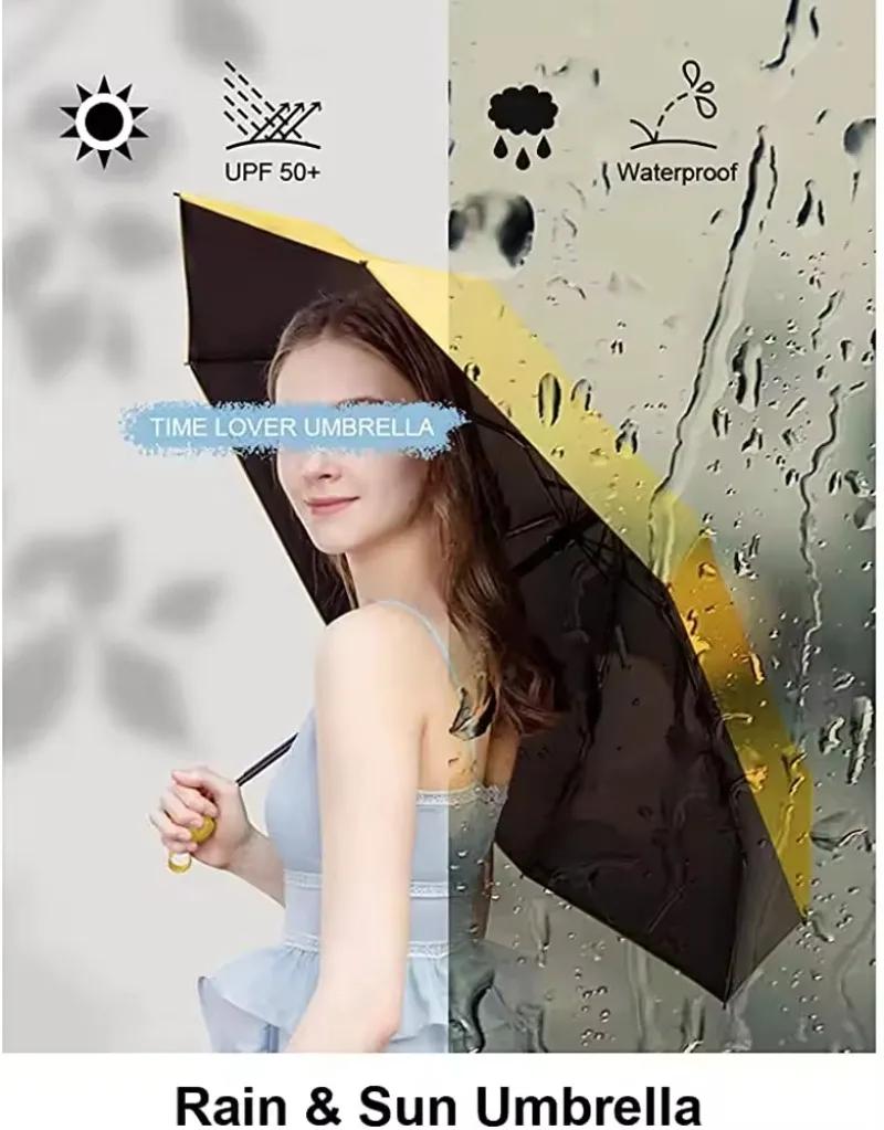 Anti-UV Enlarged Dual-purpose Sun Umbrella Small Umbrella UV Sunscreen Black Rubber Parasol Mini Capsule Umbrella