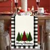 Christmas Table Runner Linen Holiday Decor Creative Halloween Thanksgiving Tablecloth Festive Atmosphere