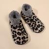 Women's Winter Warm Fleece Leopard Pattern Ankle Socks - Comfortable Indoor and Outdoor, Animal Pattern Home Casual Socks, Soft and Warm Floor Socks