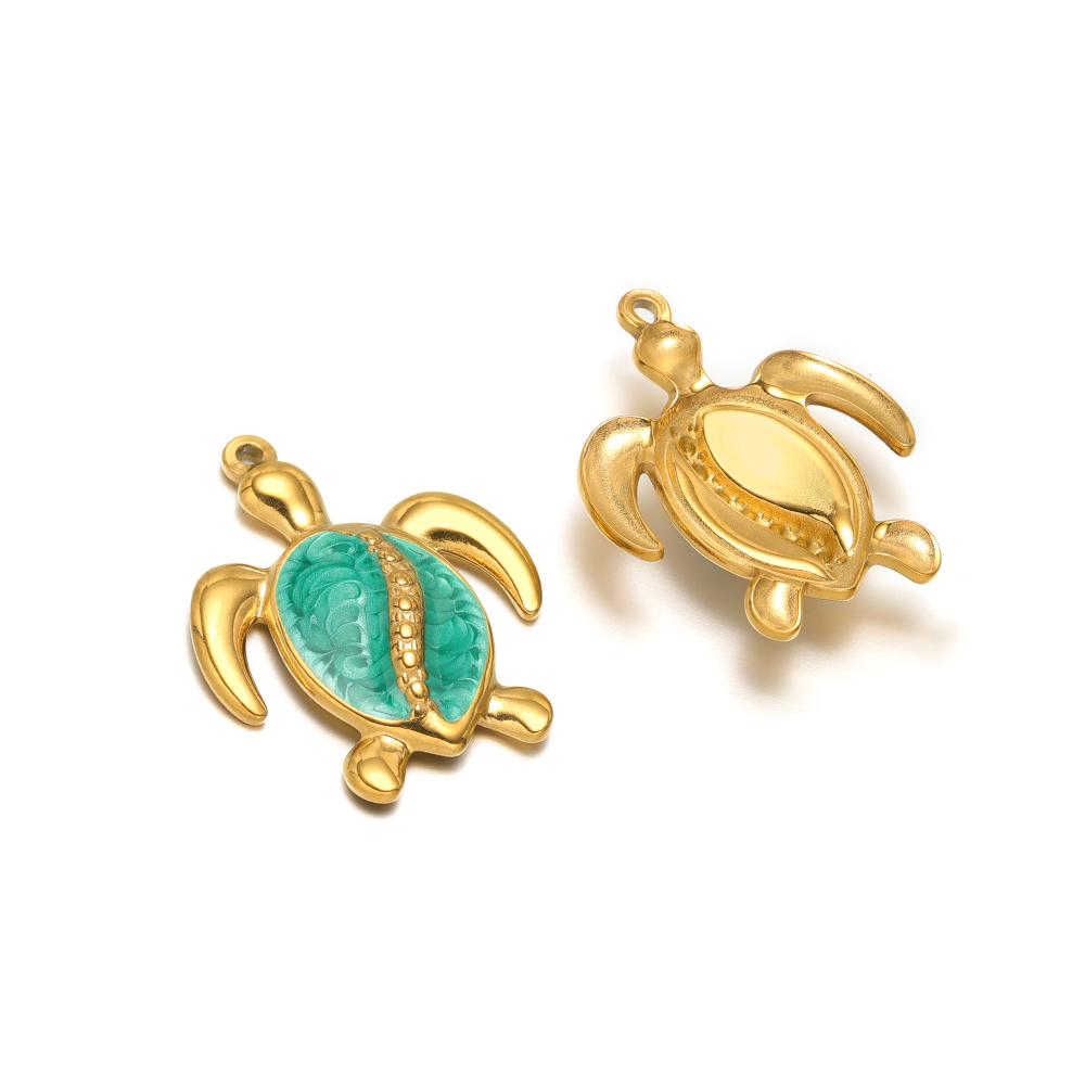 5pcs Stainless Steel Enamel Tortoise Gold Charms Exquisite Turtle Pendant DIY Jewelry Necklace Findings Bracelet Earrings Making