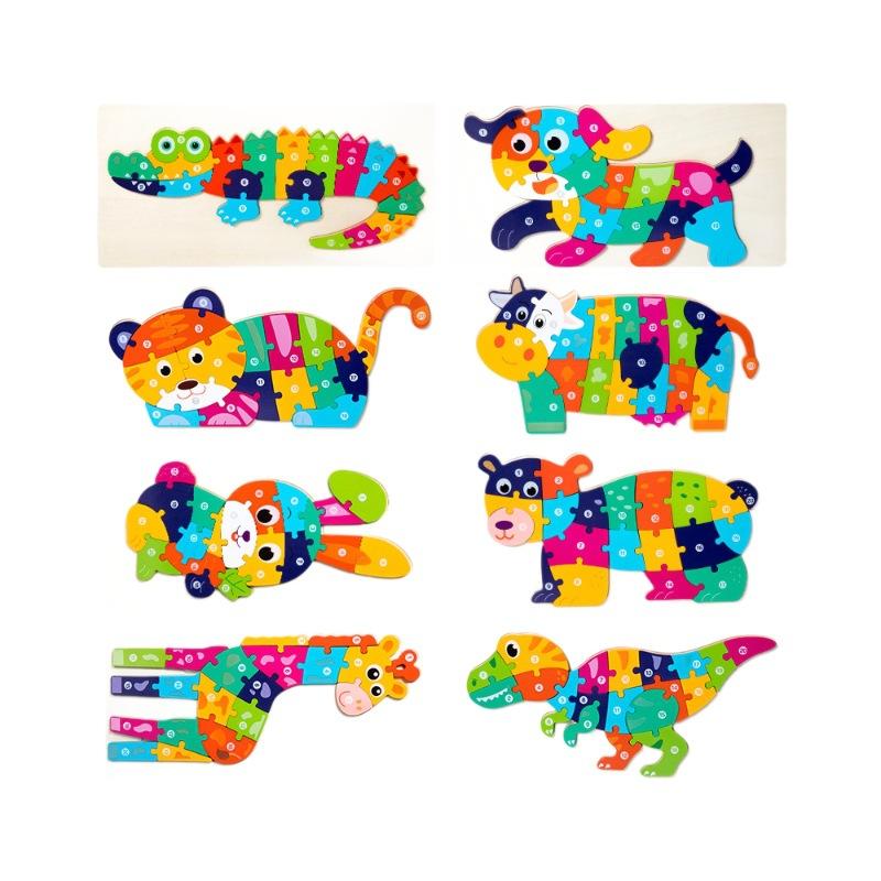 Children'S Early Education Puzzle Large Buckle Three-Dimensional Dinosaur Animal Digital Cognition Puzzle Puzzle Toy