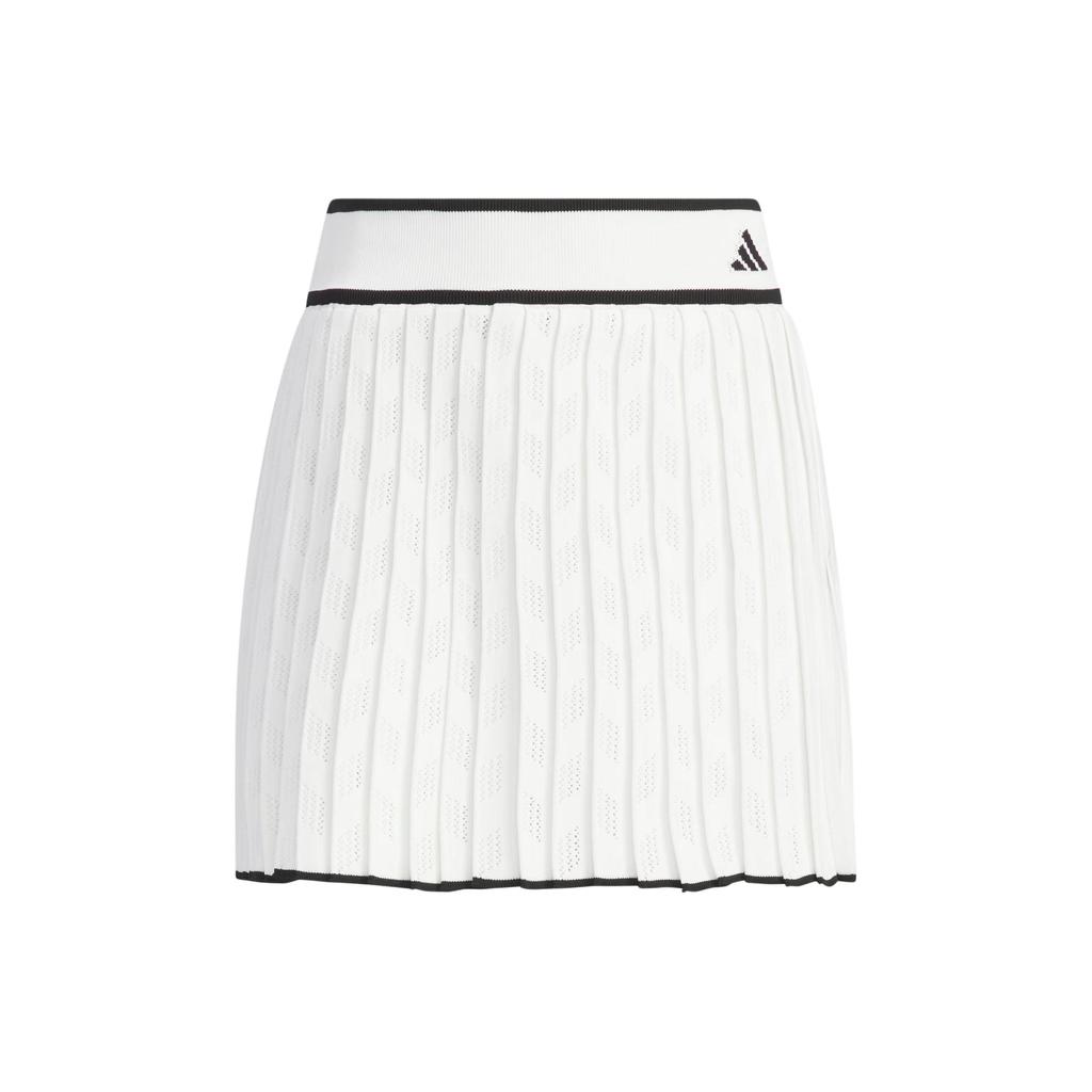 Adidas Primeknit Pleated Skirt Color Block Golf Comfortable Knitted Casual Skirt Women Skirts White IN6590
