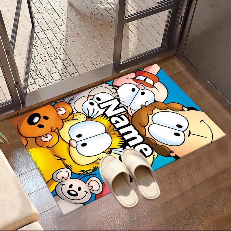 Custom Name Personalized Garfield Print Carpet, Versatile Home Decor Rug, for Playroom, Apartment, Balcony, Entryway, Hallway Gift