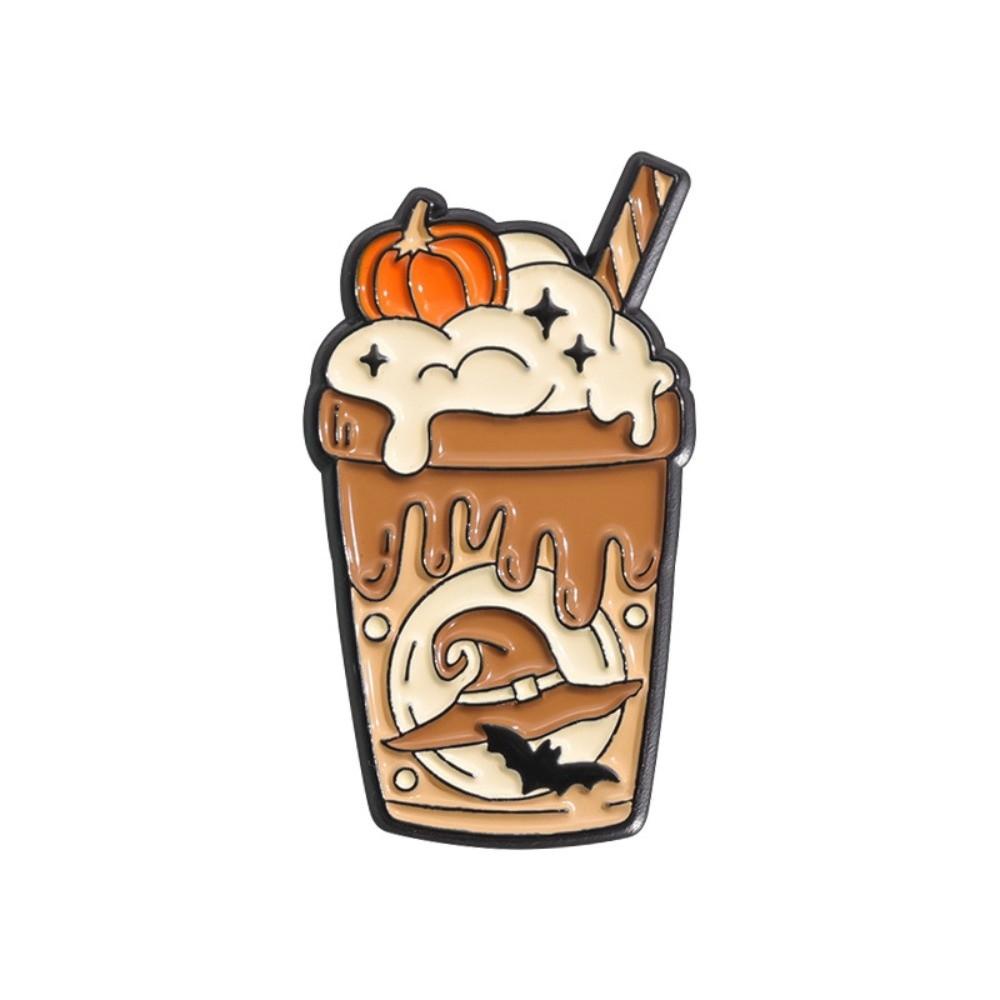 Tombstone Enamel Brooches Halloween Ghost Lapel Badges New Pumpkin Juice Brooch Gift Style A