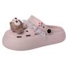 Cute and Sweet Shirley Rose Bow Hole Shoes Women's Summer 2025 Fashion Outer Wear Lace Edge Bag Head Slippers