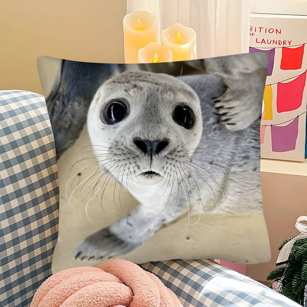 1Pc Seal Sea Cute Funny Pillow Case Fashion Square Pillowcase Bedroom Sofa Room Ins Decoration Leisure