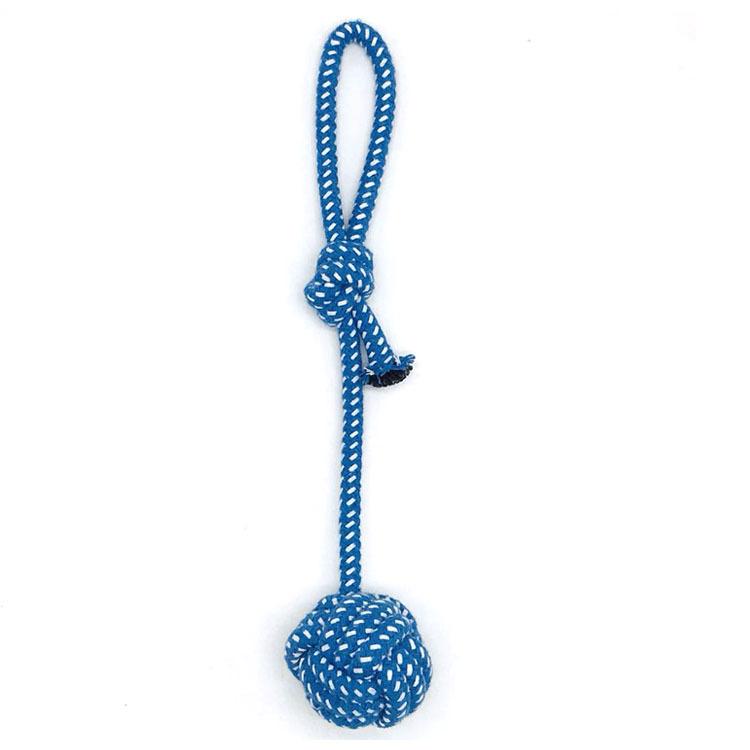 Custom Best Selling Eco-Friendly Cotton Dog Teeth Cleaning Chew Rope Toy синий