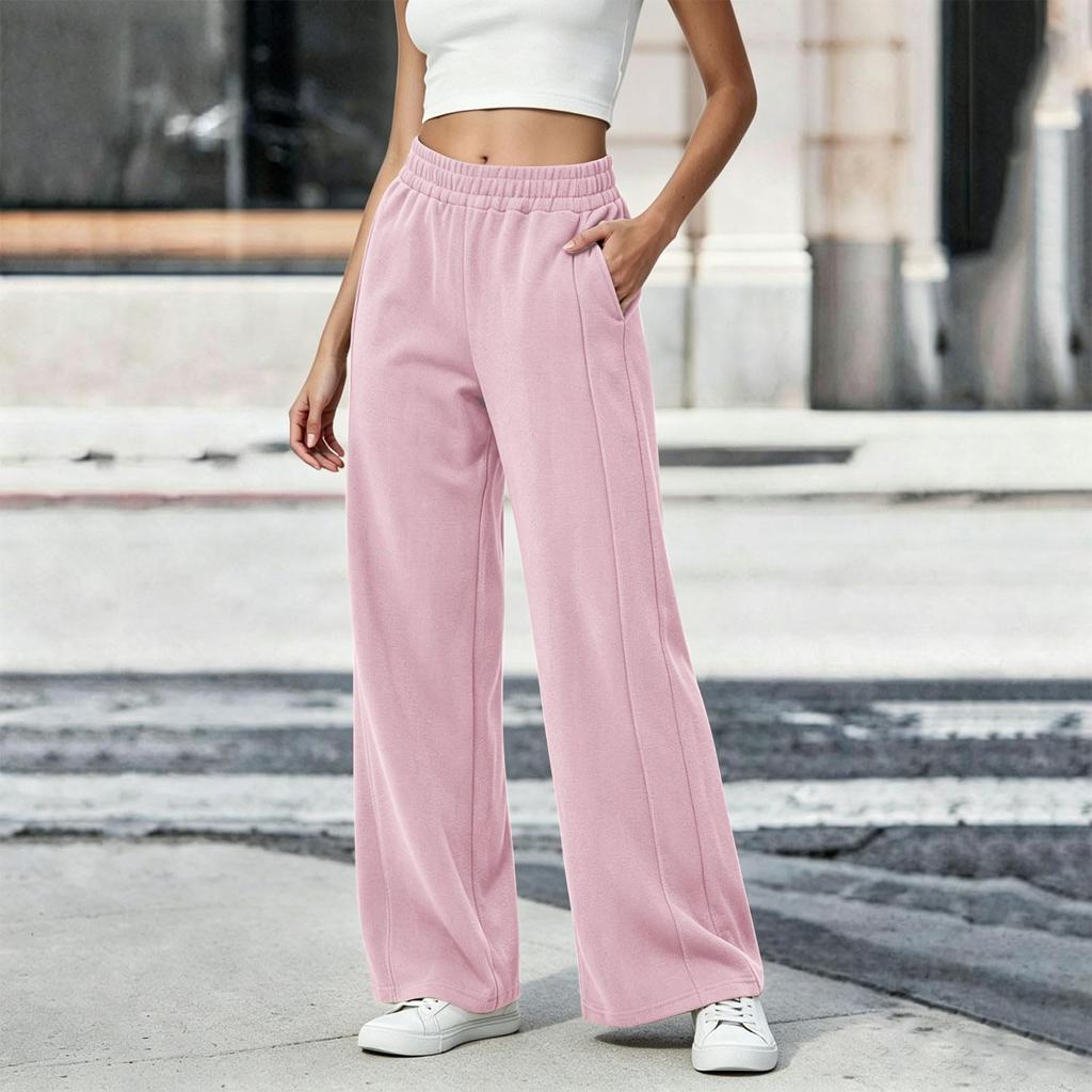 Women's Casual Retro Corduroy Wide Leg Pants with Pockets