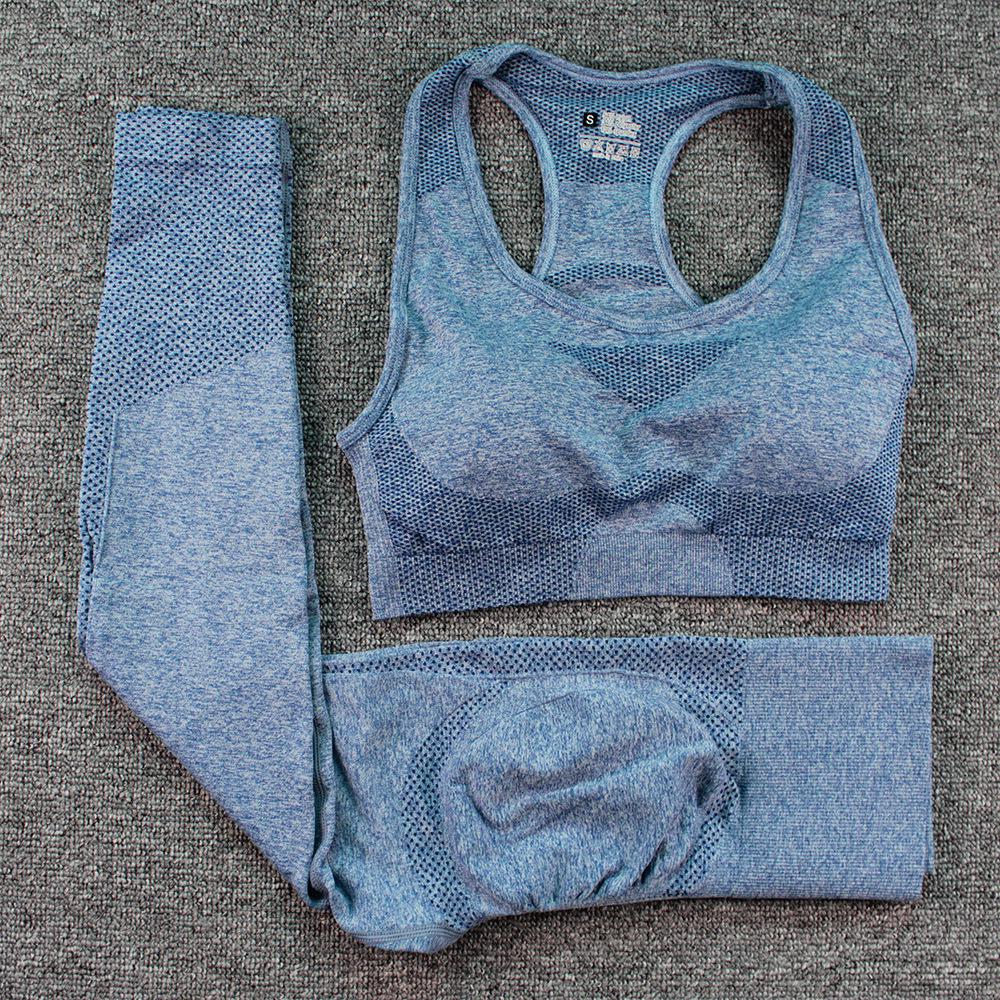 European & American Women's Butt-Lifting Seamless High-Waisted Yoga Pants & Bra Set